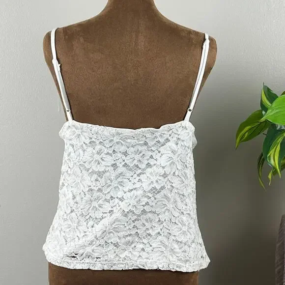 Blue Tassel Anthropologie White Floral Eyelet Lace Lined Cami Size XL - Picture 4 of 10